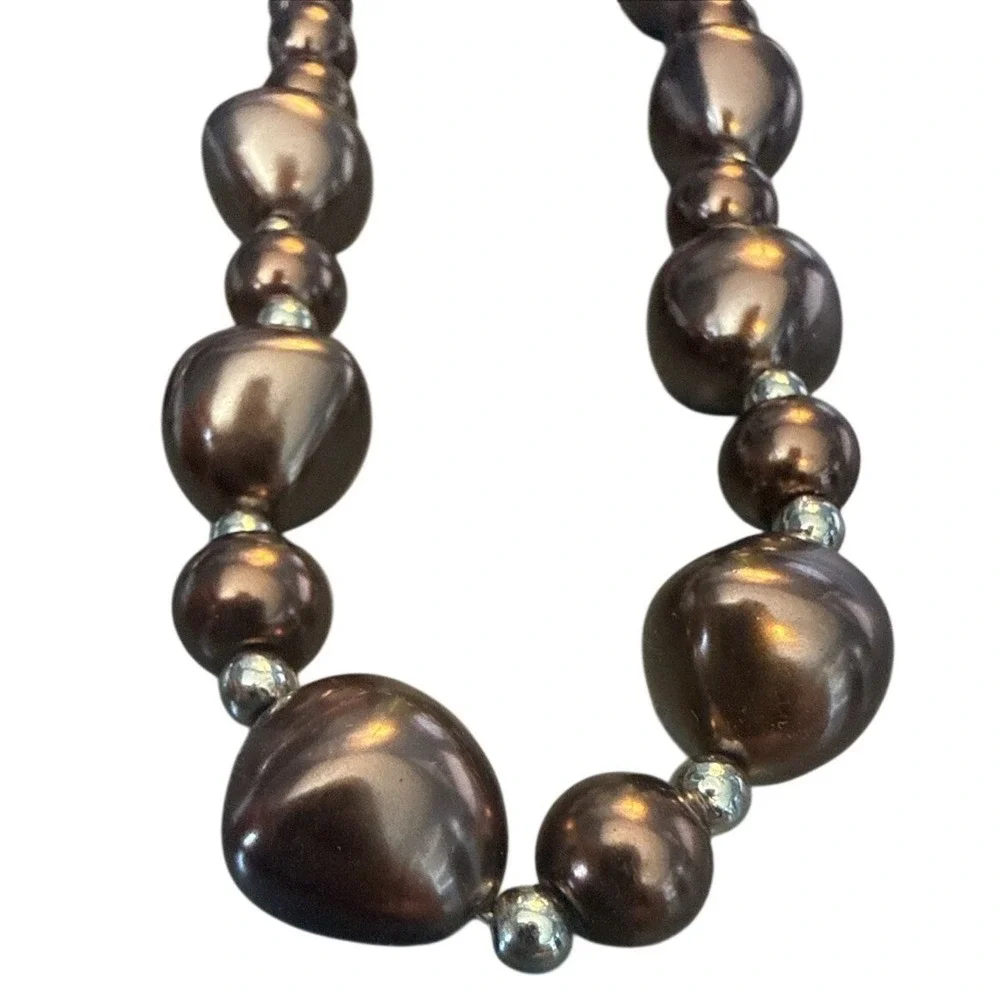 Handmade‎ Beaded Bronze Colored Necklace & Earring Set NEW